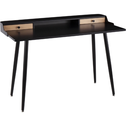 Harvey Desk in Black Wood, Natural Wood & Black Steel